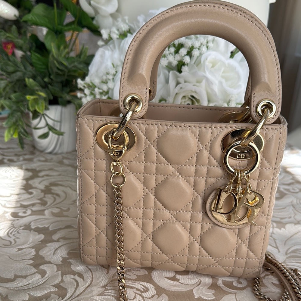 Lady Dior small Beige Handbag preloved